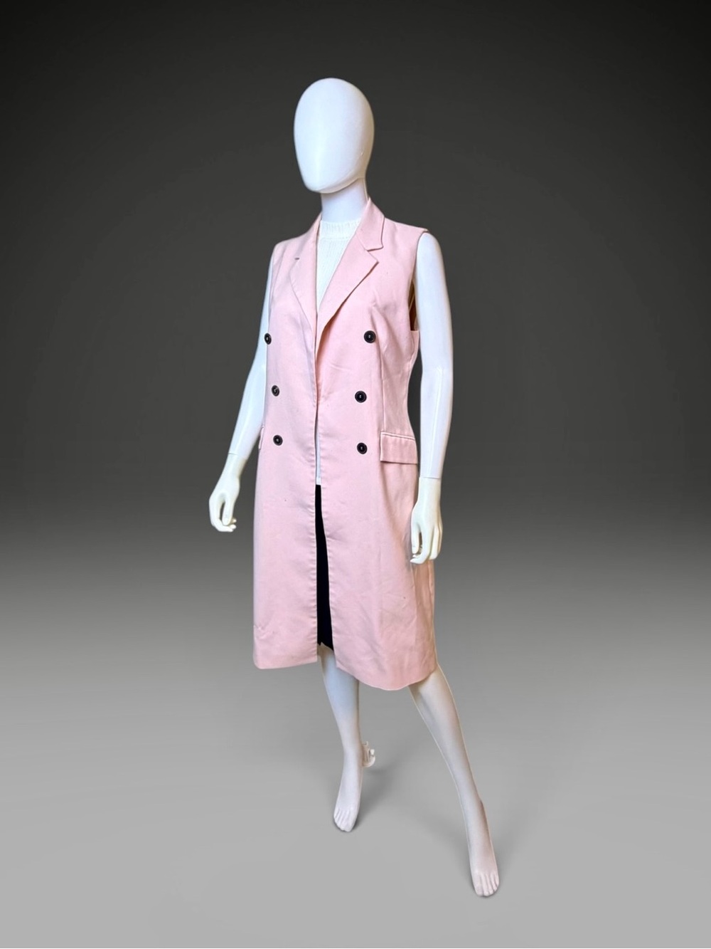 Zara Woman Blush Pink Double Breasted Longline Vest Size L